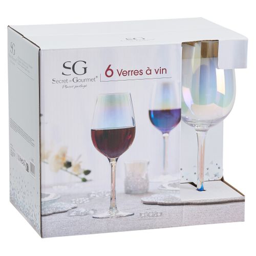 Lot De 6 Verres à Vin "fantasy" 38cl Transparent