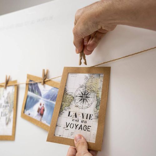 Pèle Mêle 10 Cadre Photos 10 X 15 Cm à Suspendre Avec Pinces Et Corde
