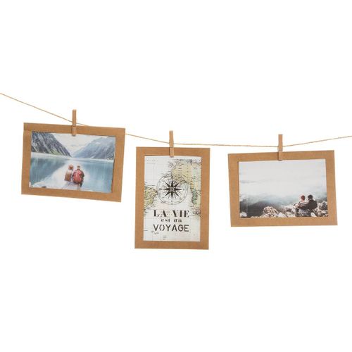 Pèle Mêle 10 Cadre Photos 10 X 15 Cm à Suspendre Avec Pinces Et Corde