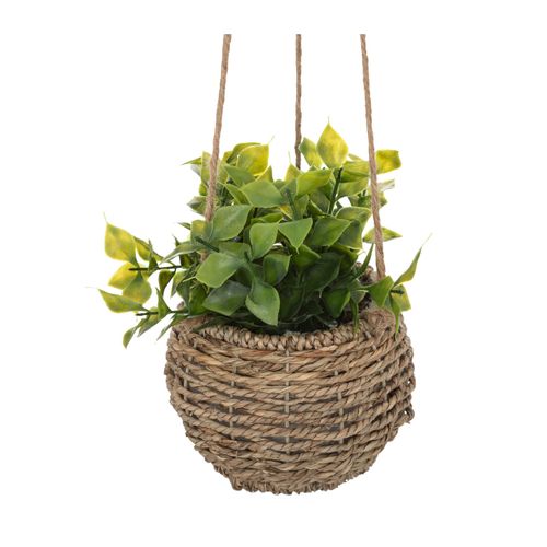 Plante Artificielle Suspendue Pot En Roseau H 60 Cm