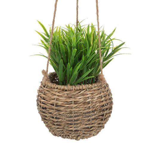 Plante Artificielle Suspendue Pot En Roseau H 60 Cm
