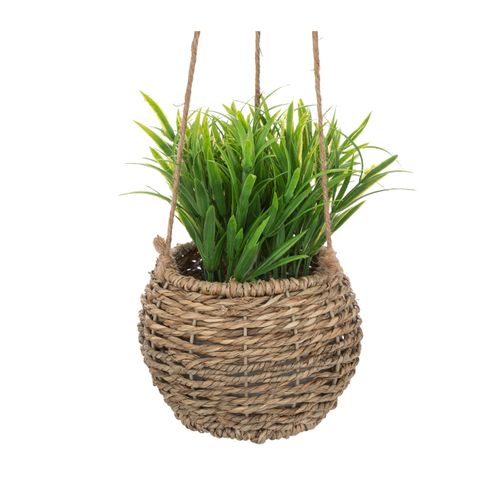 Plante Artificielle Suspendue Pot En Roseau H 60 Cm