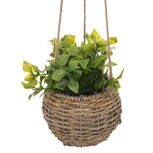 Plante Artificielle Suspendue Pot En Roseau H 60 Cm
