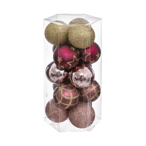 Déco De Sapin Lot De 15 Boules De Noël D 5 Cm - Rose Et Or