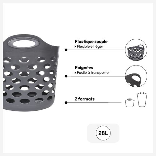 Panier À Linge Gris 28l