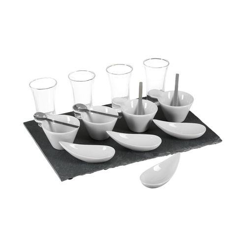 Set Apéritif 17 Pièces 1 Plateau 4 Verrines 4 Coupelles 4 Ramequins 4 Cuillères