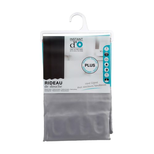 Rideau De Douche Gris 180 X 200 Anneaux Inclus