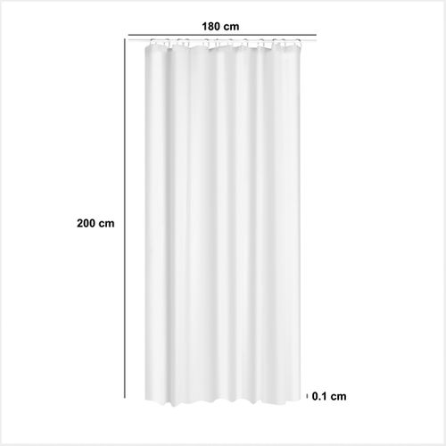 Rideau De Douche Blanc  180 X 200 Cm Anneaux Inclus