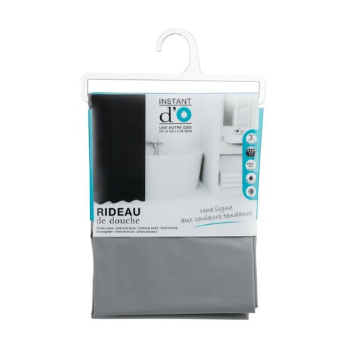 Rideau De Douche Gris 180 X 200 Cm Anneaux Inclus