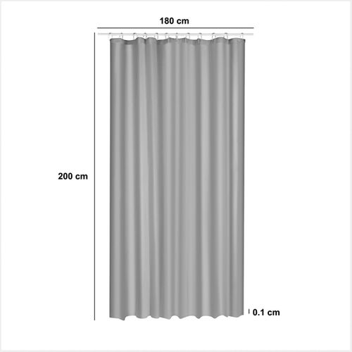 Rideau De Douche Gris 180 X 200 Cm Anneaux Inclus