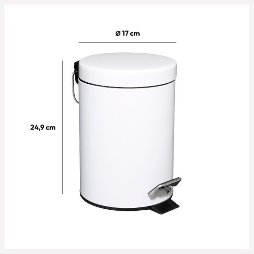 Poubelle De Salle De Bain En Métal Blanc 3 L