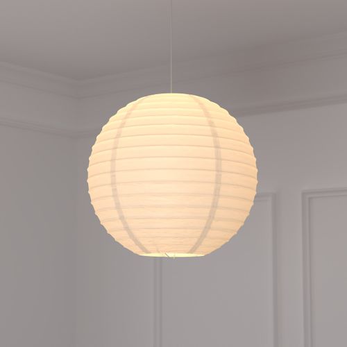 Lanterne Boule - Papier Et Métal - Blanc - D45 Cm
