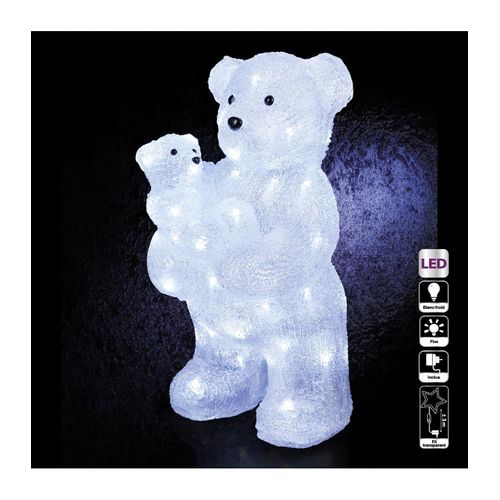 Déco Lumineuse Maman Et Bébé Ours 56 LED Blanc Froid H 44 Cm