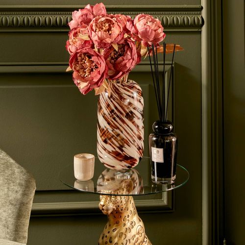 Vase imprimé torsadé H. 26 cm ARVO Marron et blanc