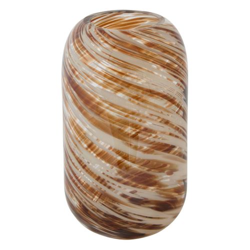 Vase imprimé torsadé H. 26 cm ARVO Marron et blanc