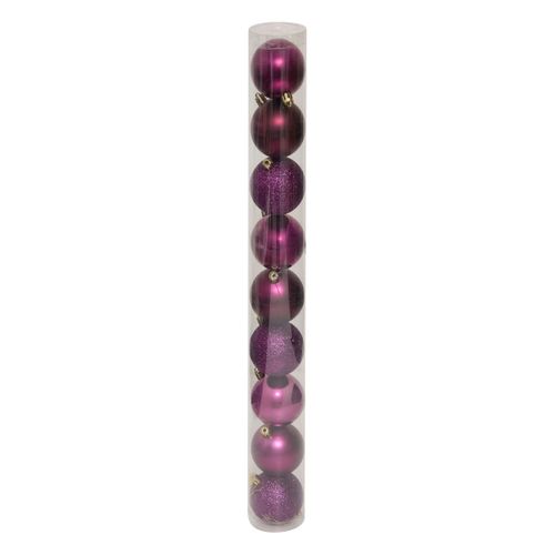 Déco De Sapin Lot De 9 Boules De Noël D 6 Cm - Violet