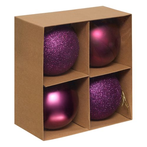Déco De Sapin Lot De 4 Boules De Noël Gm D 10 Cm - Violet