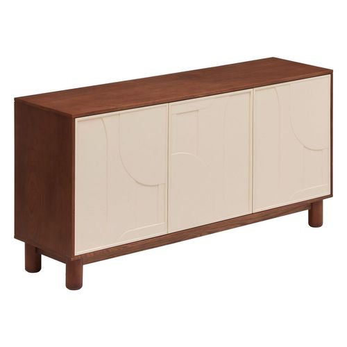 Buffet 3 Portes Design En Relief Jilani - Marron Et Beige