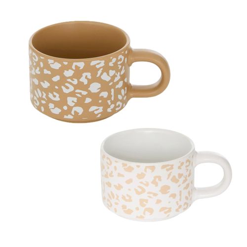Lot De 4 Mugs Sur Rack "leopardi" 20cl Multicolore