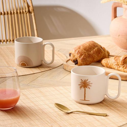 Coffret 2 Mugs "sunshine" 36cl Beige