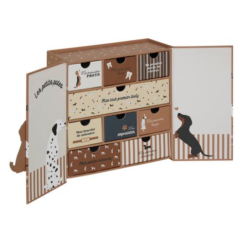 Coffret De Naissance Souvenirs Chien 9 Tiroirs Beige
