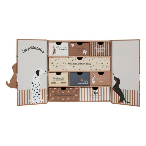 Coffret De Naissance Souvenirs Chien 9 Tiroirs Beige