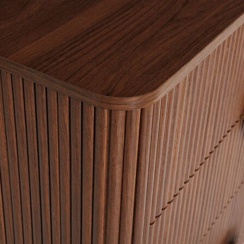 Commode 4 Tiroirs Effet Noyer Wany - Marron