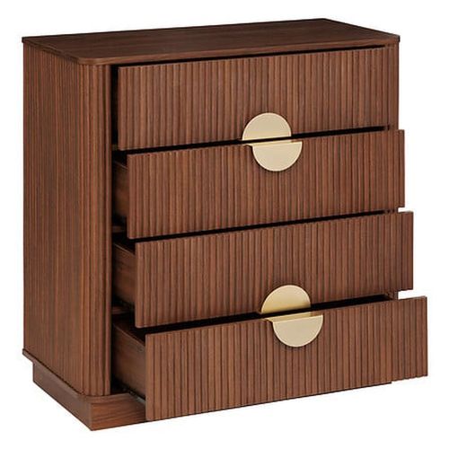 Commode 4 Tiroirs Effet Noyer Wany - Marron