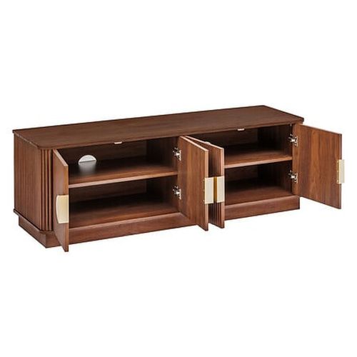 Meuble TV 4 Portes Effet Noyer Wany - Marron