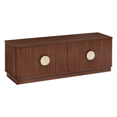 Meuble TV 4 Portes Effet Noyer Wany - Marron