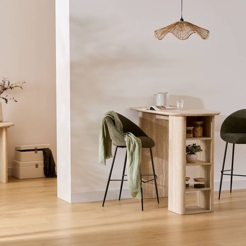 Table Haute Bar Anaya 120 Cm Mdf Effet Travertin