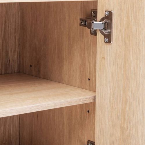 Meuble Bas 1 Porte Et 1 Niche Effet Bois Naturel Abana - Beige