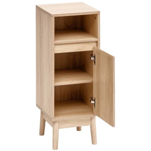 Meuble Bas 1 Porte Et 1 Niche Effet Bois Naturel Abana - Beige