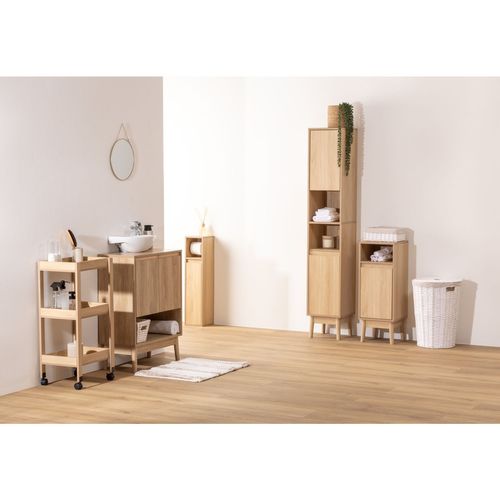 Meuble Bas 1 Porte Et 1 Niche Effet Bois Naturel Abana - Beige