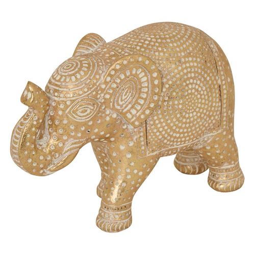 Éléphant Résine Gajah H.11,5cm Doré