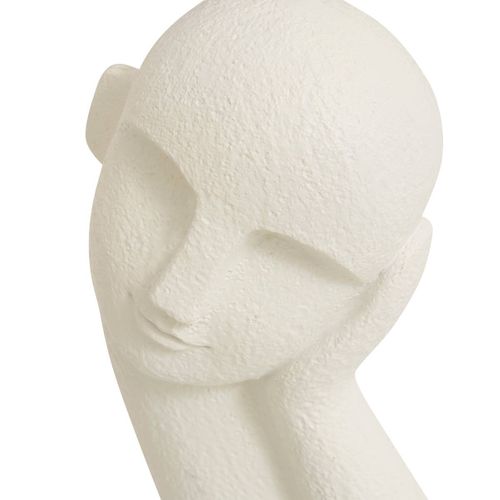 Statue Visage Wonj H.24,5cm Résine Blanc