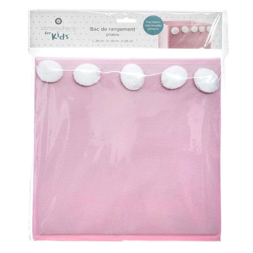 Bac De Rangement Rose Avec 5 Pompons