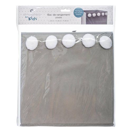 Bac De Rangement Gris Avec 5 Pompons