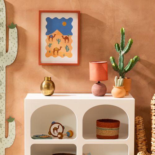 Lampe En Céramique Pied Boule Striée Terracotta