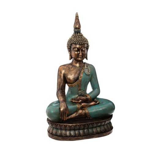 Grande Statue En Résine Bouddha Assis H 72,5 Cm