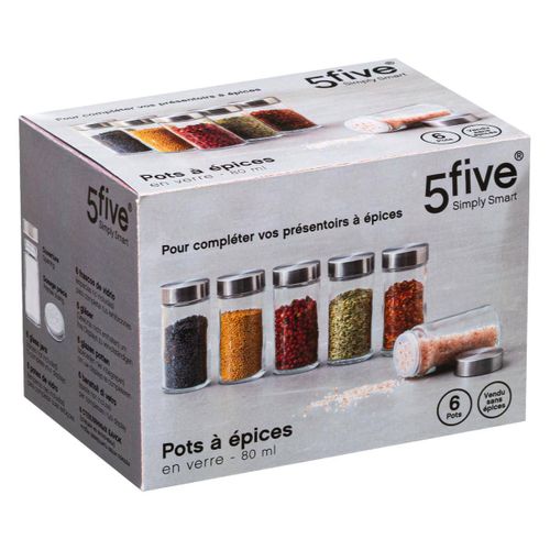 Lot De 6 Pots à Épices Avec Saupoudreur 80 Ml