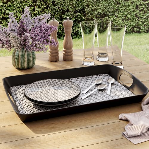 Assiette dessert Ø.19 cm BOHEMIA Noir / Blanc