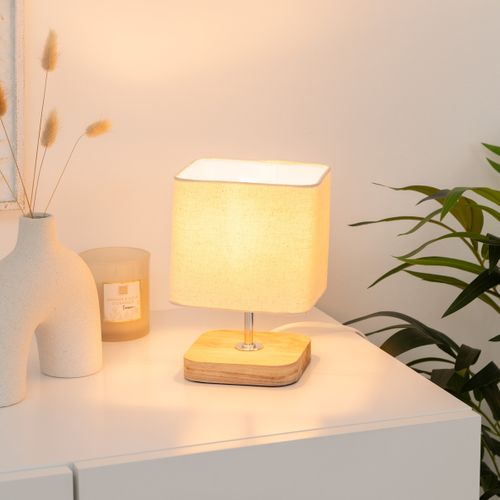 Lampe à Poser En Bois De Pin H 21 Cm