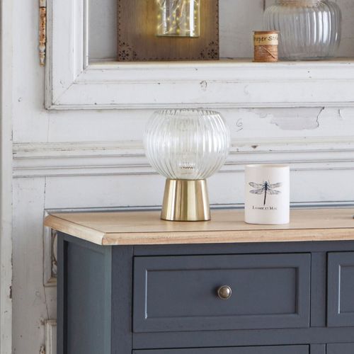Lampe à Poser En Verre Déco Et Base En Métal H 19.5 Cm