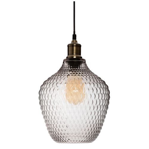 Suspension verre fumé H. 25 cm OMAHA Verre fumé