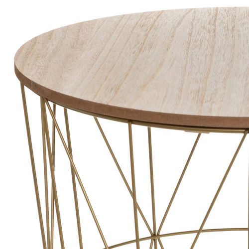 Table à Café En Métal Or Et Plateau En Bois H 41 Cm