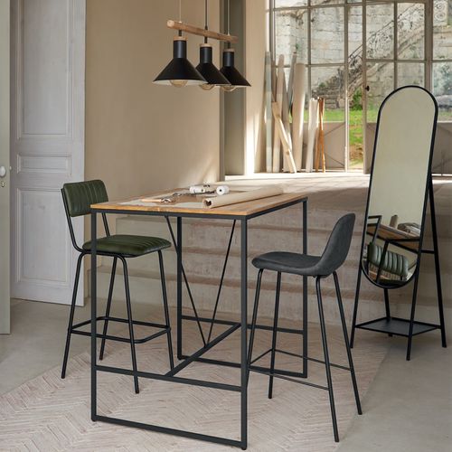 Table Haute Design Industriel Edena - L. 115 X H. 98 Cm - Noir