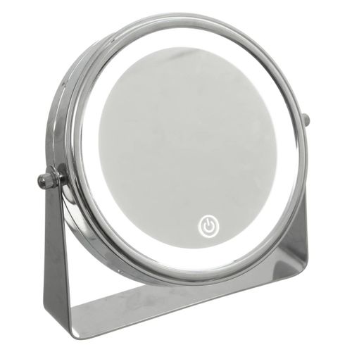 Miroir Lumineux Pivotant Sur Pied En Métal 1 Face Normale Et 1 Face Grossissante X5