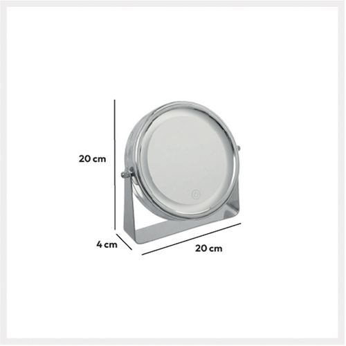 Miroir Lumineux Pivotant Sur Pied En Métal 1 Face Normale Et 1 Face Grossissante X5