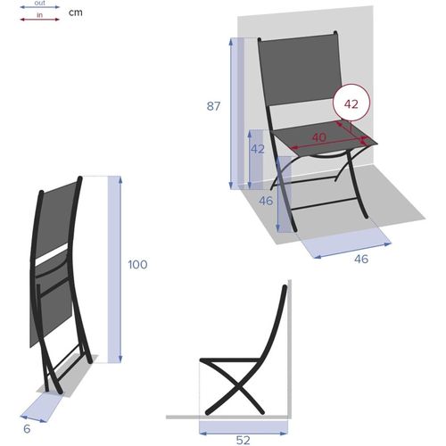Chaise Pliante Modula Bleu Canard/graphite Hespéride